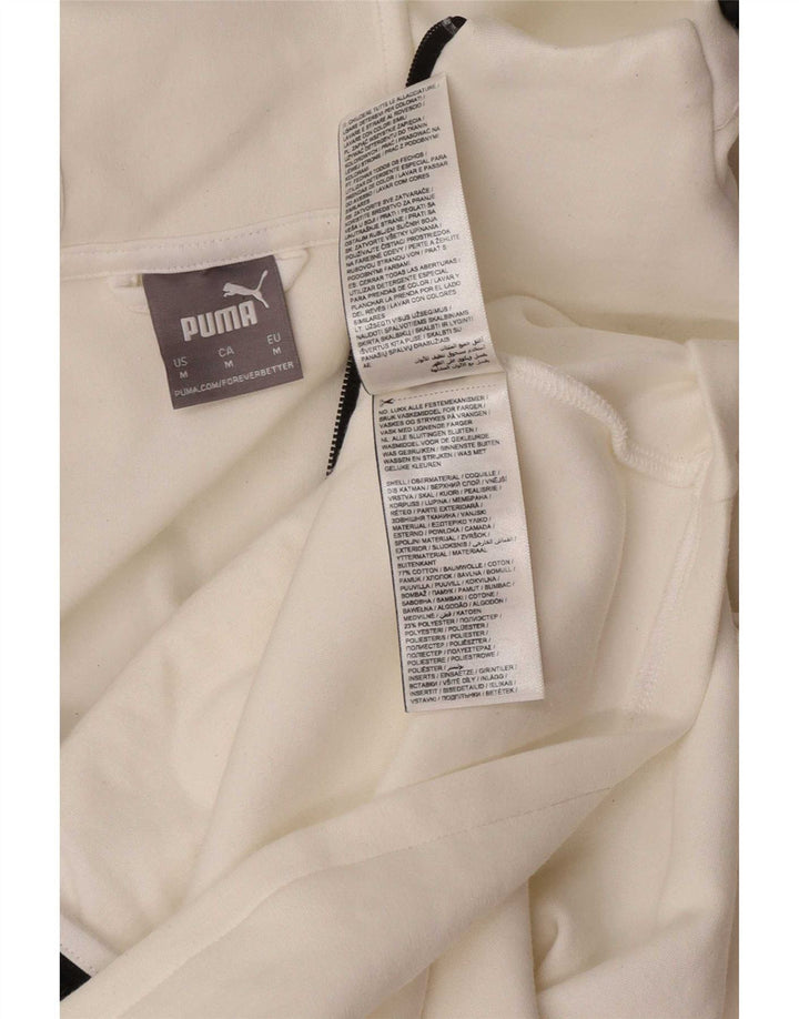 Suéter Puma masculino com capuz e zíper médio algodão branco