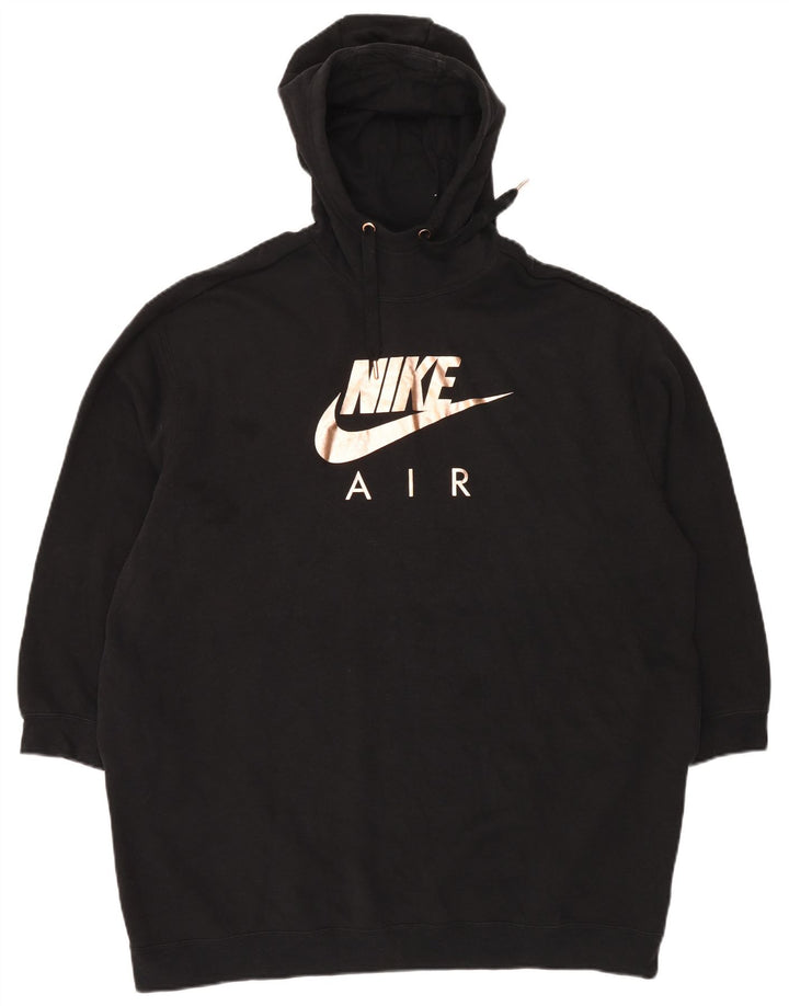 NIKE feminino oversized longline gráfico moletom com capuz UK 16 grande preto