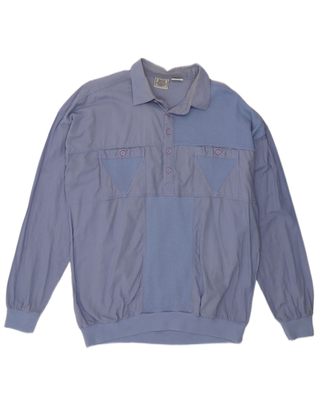 Camisa pulôver masculina vintage IT 50/52 grande azul colorblock algodão