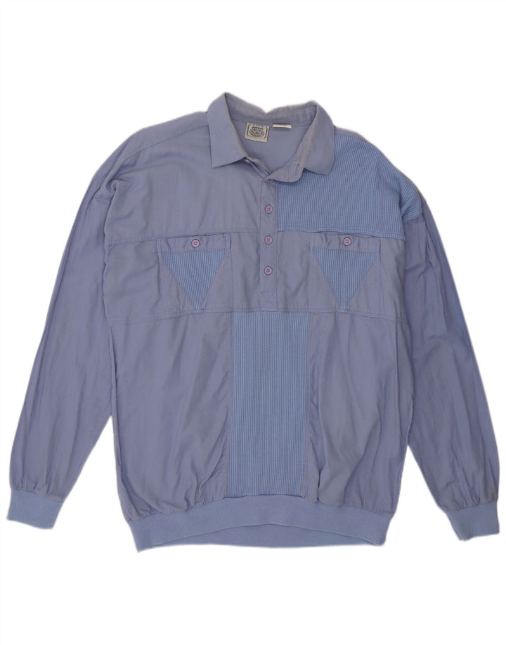 Camisa pulôver masculina vintage IT 50/52 grande azul colorblock algodão
