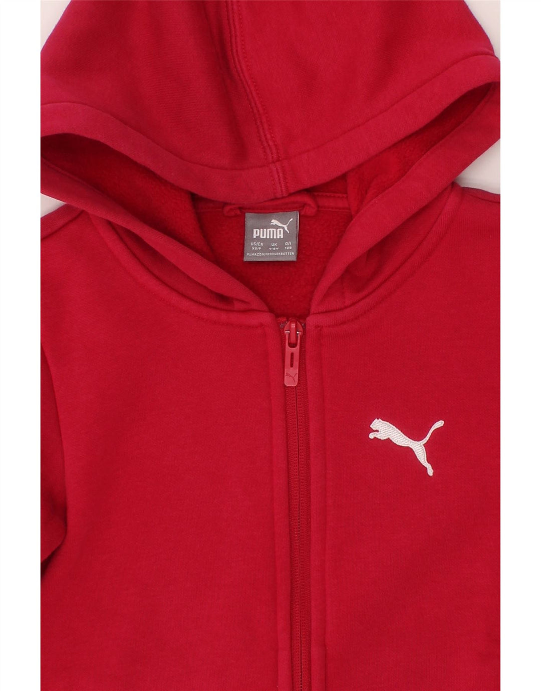 PUMA Girls Graphic Zip Hoodie Sweater 7-8 Years Pink Cotton Vintage Puma and Second-Hand Puma from Messina Hembry 