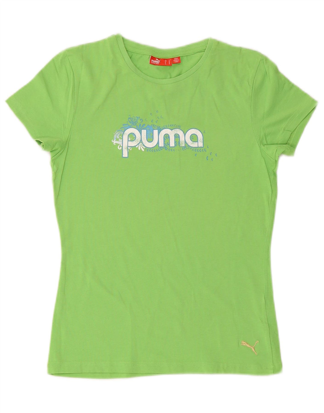 Camiseta feminina PUMA com estampa gráfica UK 12 algodão verde médio