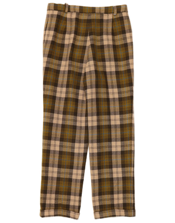 Calça feminina de terno reto Tyroland W28 L27 xadrez cáqui