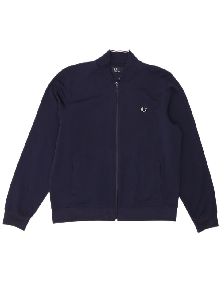 Fred Perry Jaqueta masculina de treino grande poliéster azul marinho