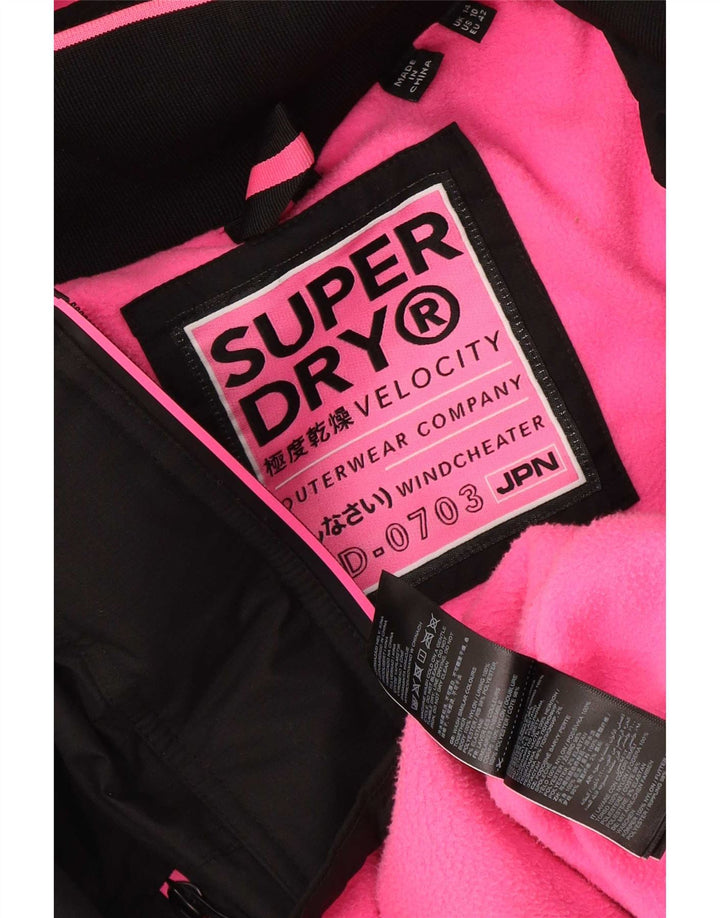 Jaqueta corta-vento feminina Superdry com capuz e blusão UK 14 grande preto