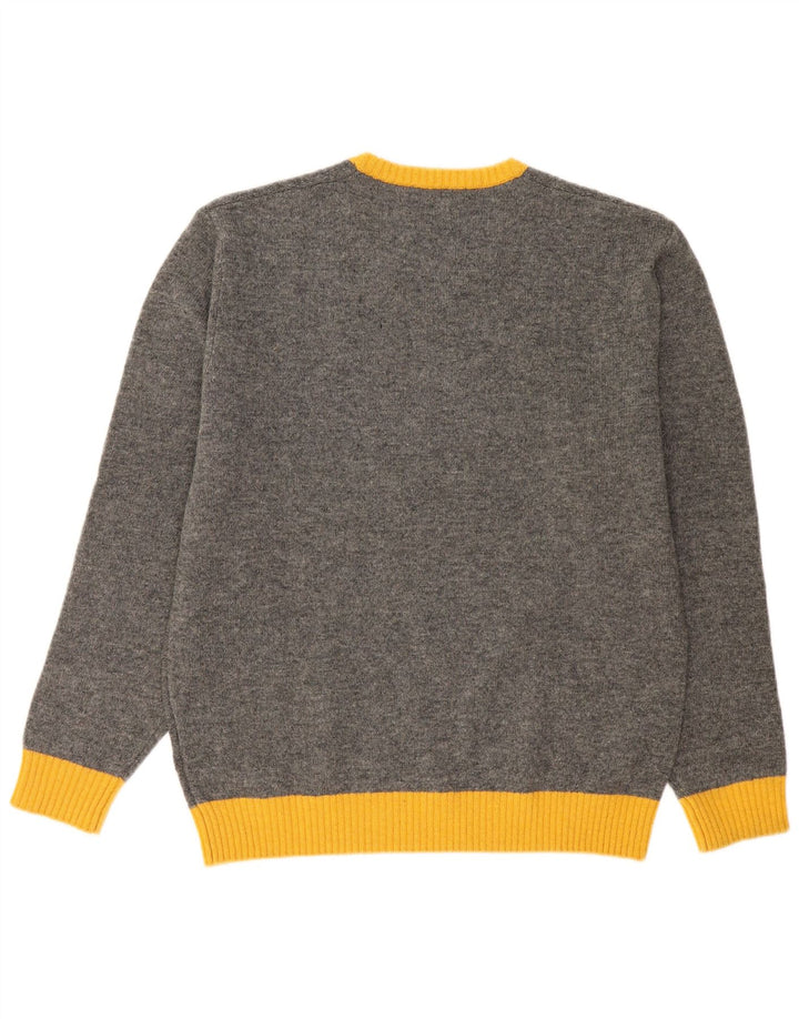 Suéter masculino Kappa com decote em V XL cinza colorblock lã