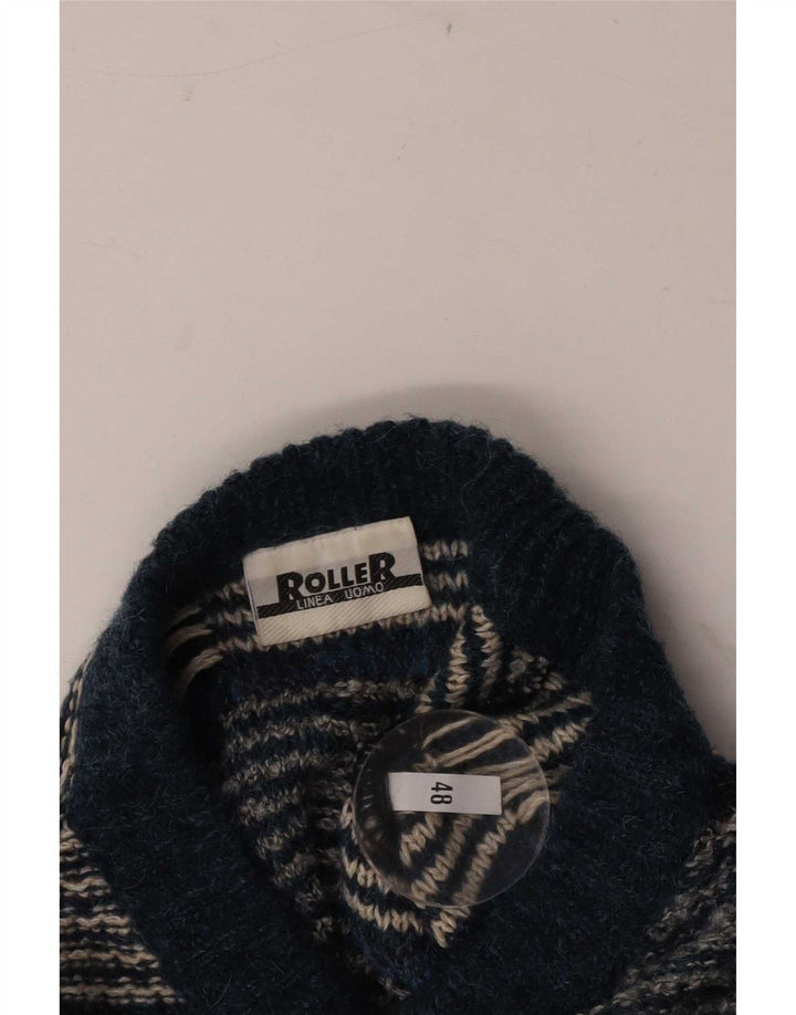 Suéter vintage masculino com gola redonda IT 48 médio multicolorido geométrico