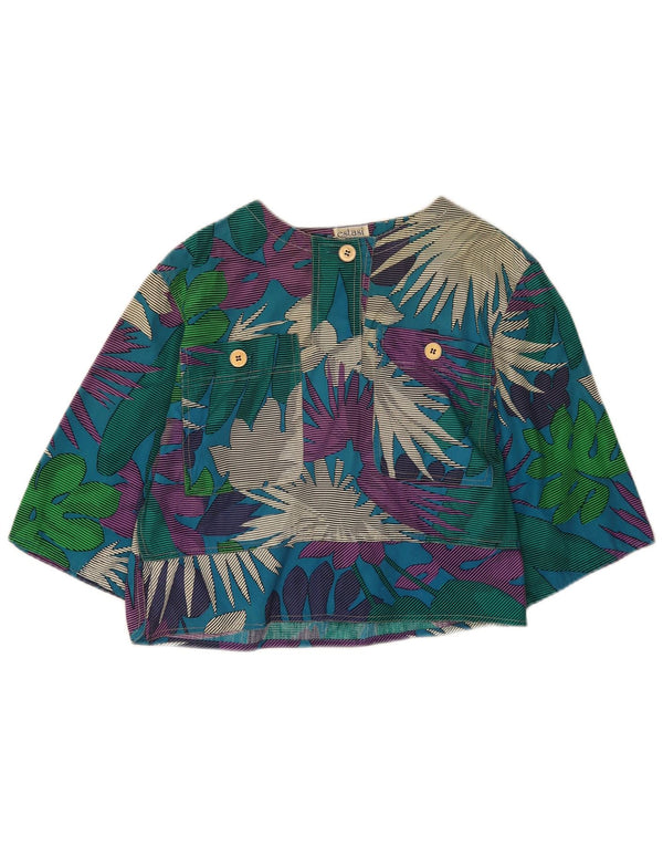 Blusa feminina vintage manga 3/4 top IT 42 médio floral multicolorido