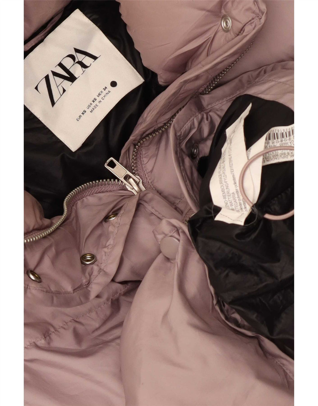 Jaqueta acolchoada feminina grande Zara UK 6 XS poliéster rosa