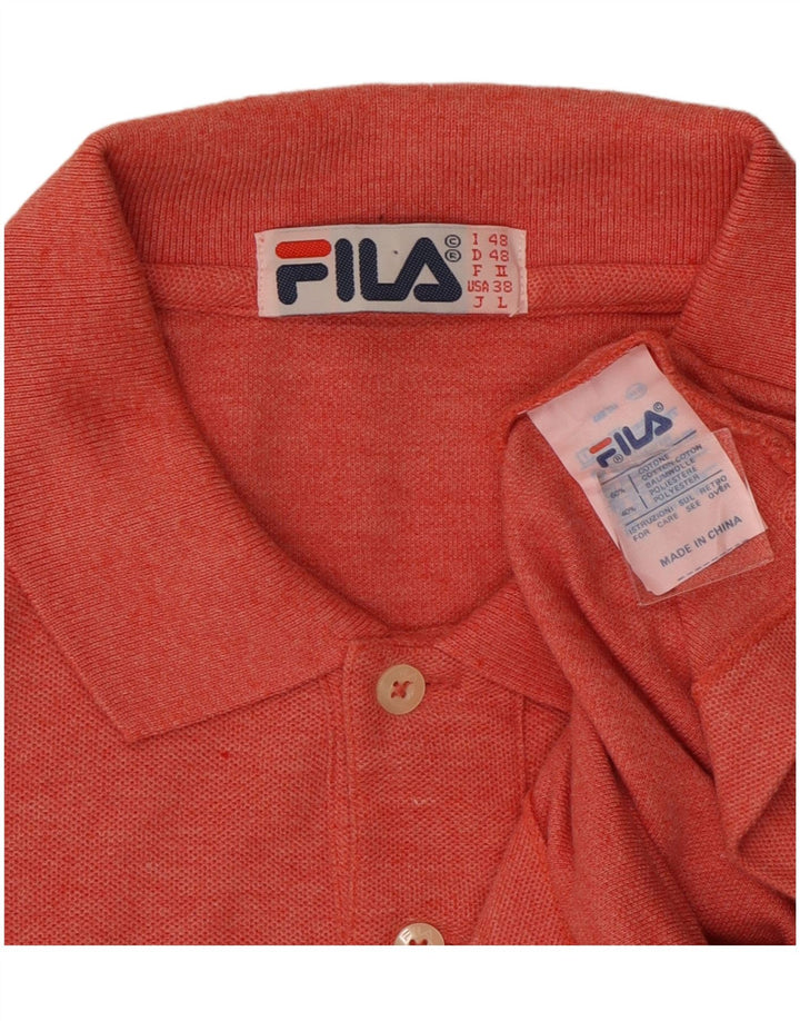 Camisa polo masculina de manga comprida FILA IT 48 algodão rosa médio