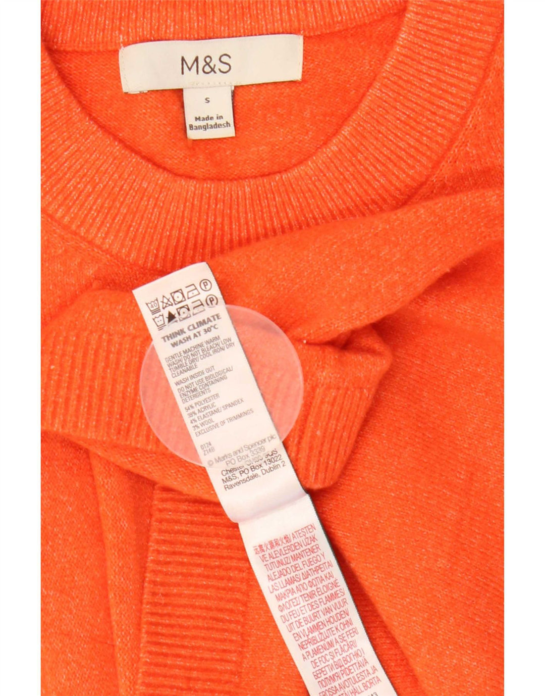 Camiseta feminina grande Marks & Spencer UK 10 pequena laranja poliéster