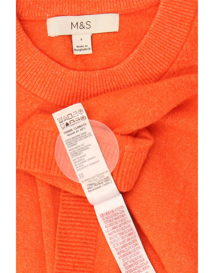 Camiseta feminina grande Marks & Spencer UK 10 pequena laranja poliéster