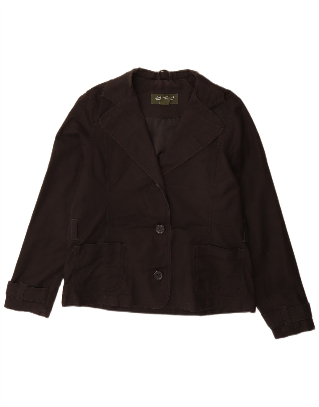 Jaqueta blazer feminina EDDIE BAUER com 3 botões Reino Unido 14 algodão preto médio