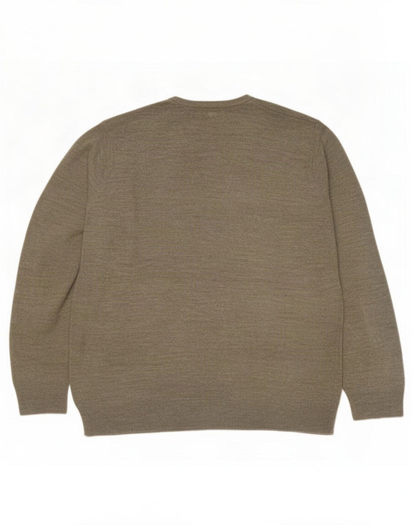 Suéter masculino Marks & Spencer com decote em V XL cáqui salpicado de acrílico