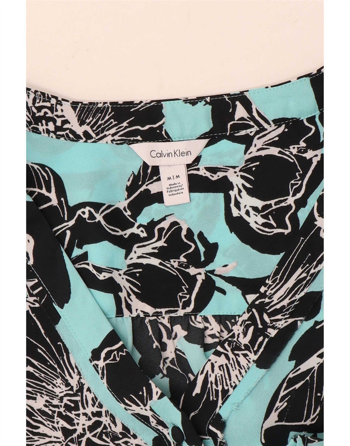 Blusa camisa feminina Calvin Klein Reino Unido 14 azul médio floral