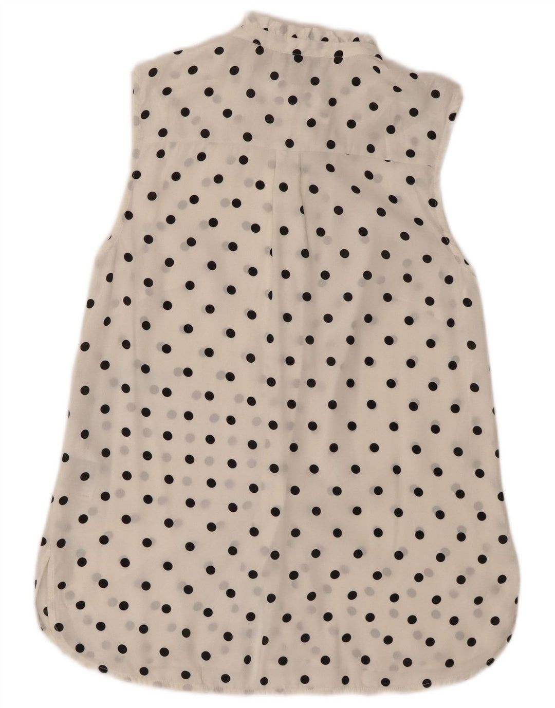 Blusa feminina sem mangas Oasis UK 8 pequena bolinha branca poliéster