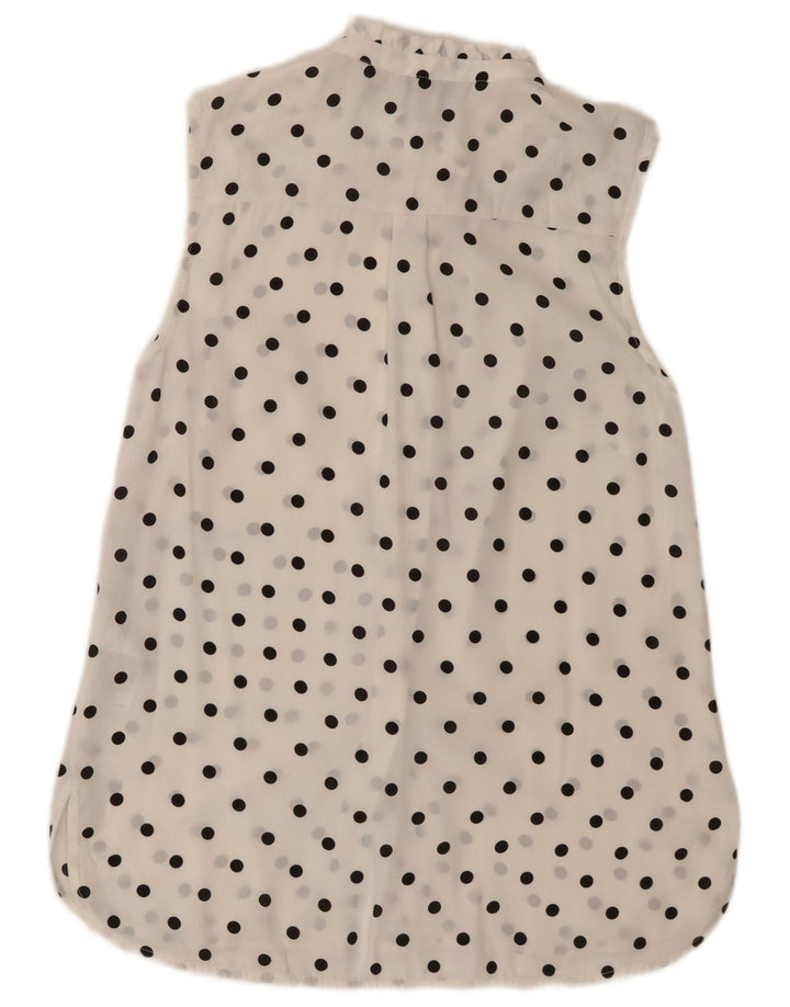 Blusa feminina sem mangas Oasis UK 8 pequena bolinha branca poliéster