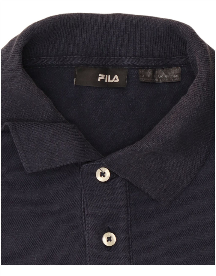 Camisa polo masculina de manga comprida FILA grande azul marinho