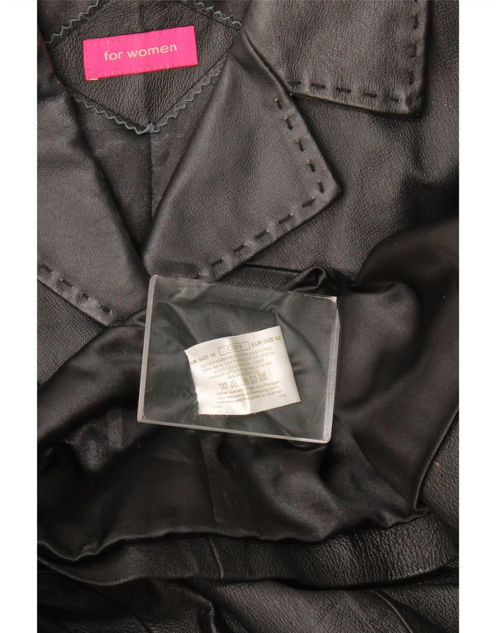 Casaco de couro feminino vintage Reino Unido 16 grande couro preto