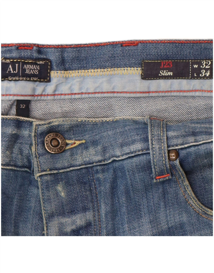 ARMANI Jeans Slim Feminino W32 L34 Azul Algodão
