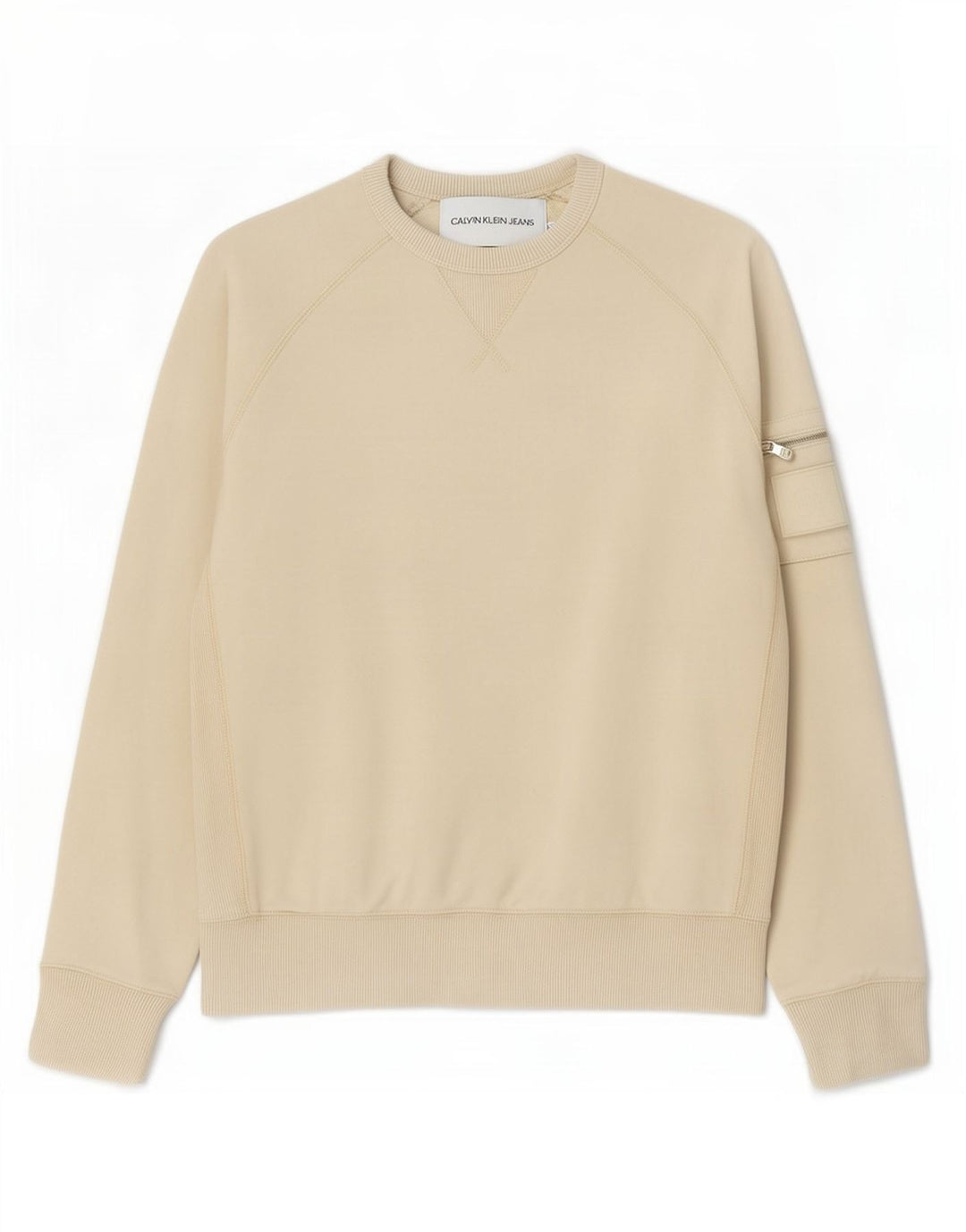 Calvin Klein Jeans moletom masculino jumper pequeno algodão bege