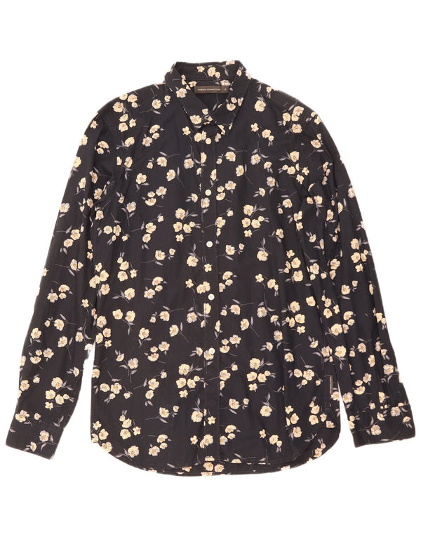 Camisa masculina French Connection média azul marinho floral algodão