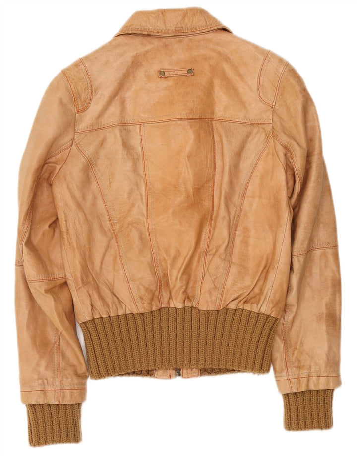 Jaqueta bomber feminina River Island Reino Unido 10 bloco colorido bege pequeno