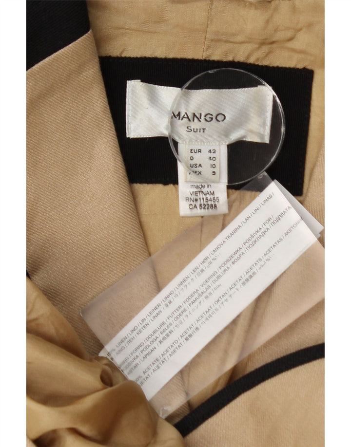 Jaqueta blazer feminina MANGO com 1 botão EU 42 grande bege colorblock linho
