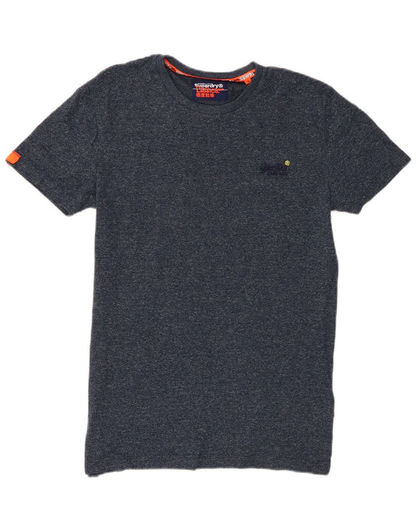 Camiseta masculina Superdry Top pequeno algodão manchado azul marinho