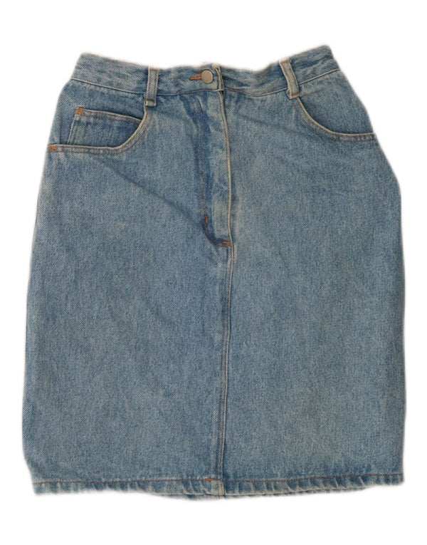 Saia jeans feminina VINTAGE de cintura alta IT 42 médio W24 azul