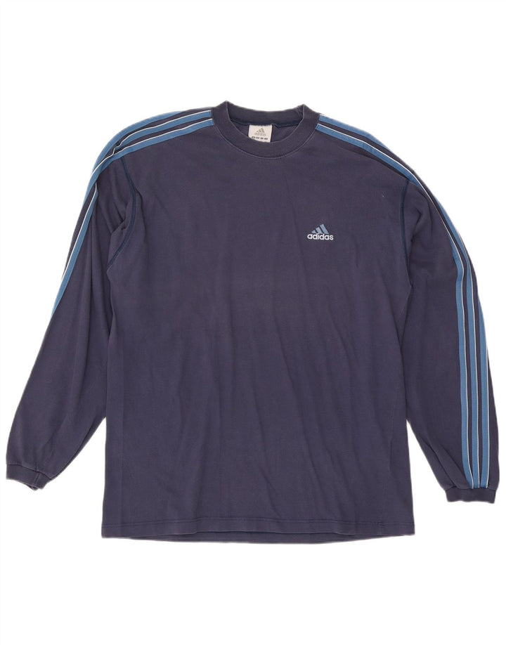 Adidas Mens Top Manga Longa Reino Unido 42/44 Grande Azul Marinho