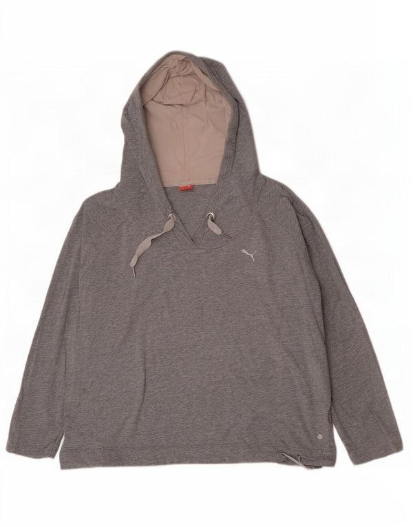 Puma feminino oversized moletom com capuz Reino Unido 16 grande algodão manchado cinza