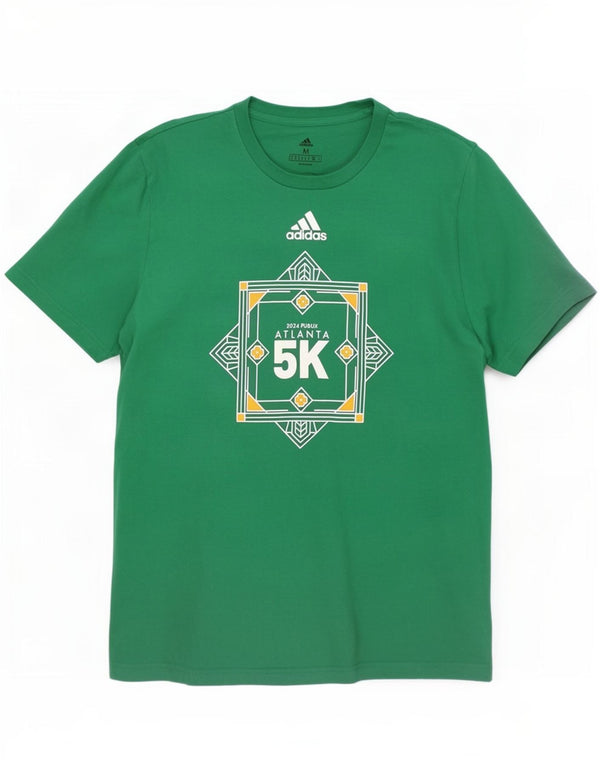 Adidas Mens Graphic T-Shirt Top Médio Algodão Verde