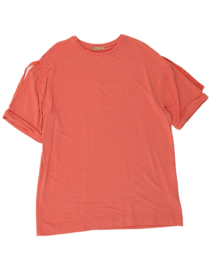 Zara Túnica Feminina Top UK 10 Pequeno Poliéster Rosa