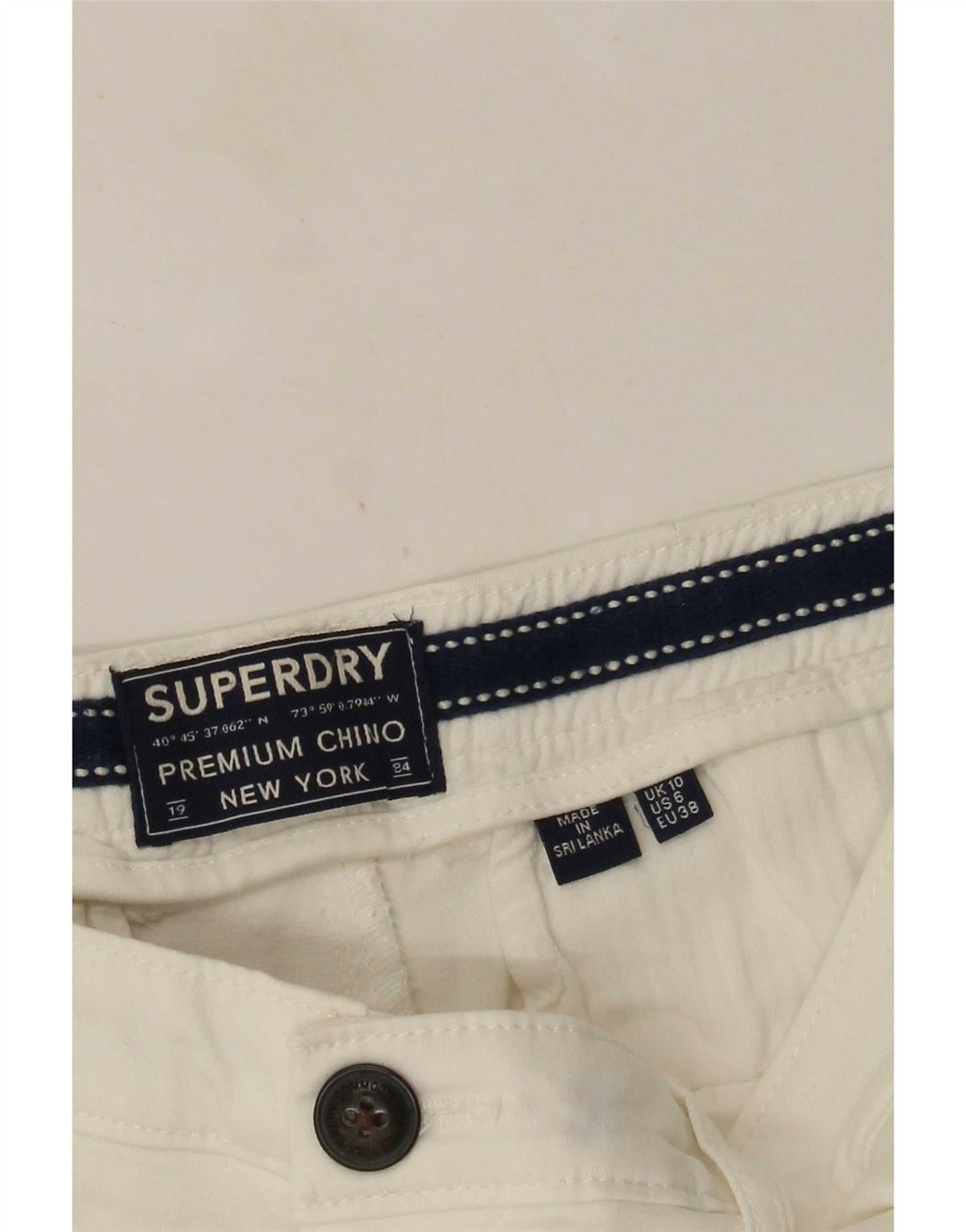 Shorts Chino Regular Feminino Superdry UK 10 Pequeno W30 Branco