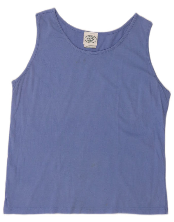 Top colete feminino Laura Ashley UK 14 grande algodão azul