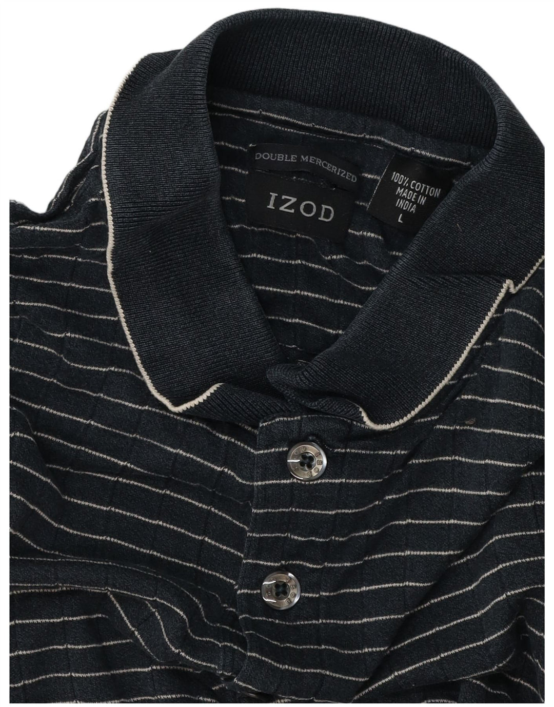 Camisa polo masculina IZOD grande algodão listrado azul marinho