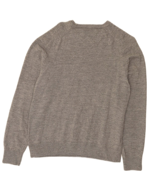 Suéter feminino Penguin com gola canoa UK 20 2XL lã merino cinza