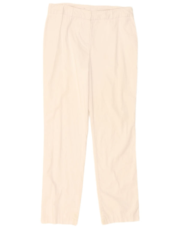 Calça casual feminina Marks & Spencer de cintura alta Reino Unido 12 médio W32 L30 branco