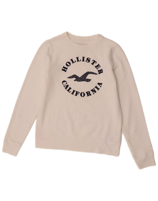 Hollister masculino gráfico moletom jumper XS algodão branco
