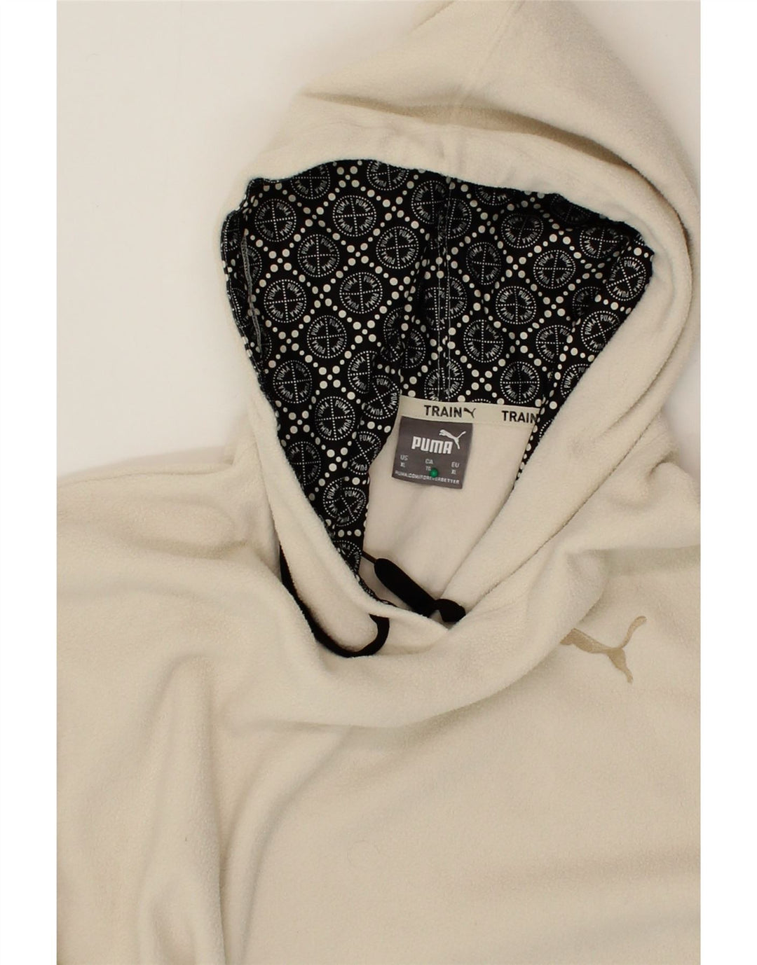 PUMA Womens Oversized Hooded Fleece Jumper UK 18 XL Off White Vintage Puma and Second-Hand Puma from Messina Hembry 