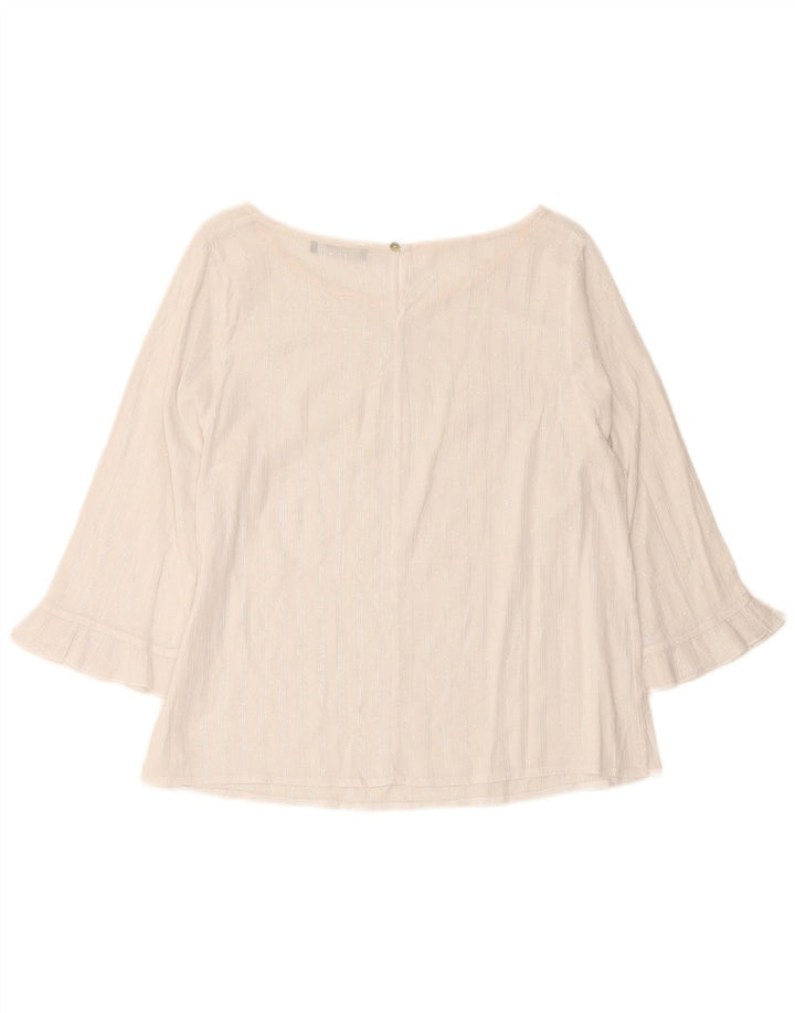 Blusa feminina RAGNO manga 3/4, top UK 12 listrado branco médio