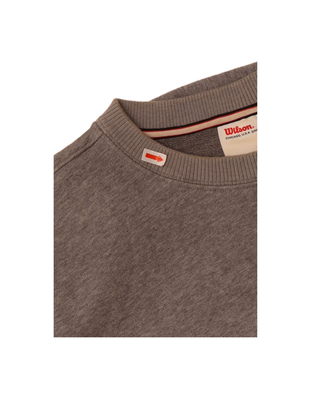 WILSON Womens Oversized Crop Sweatshirt Jumper UK 6 XS Grey Cotton Vintage Wilson and Second-Hand Wilson from Messina Hembry 