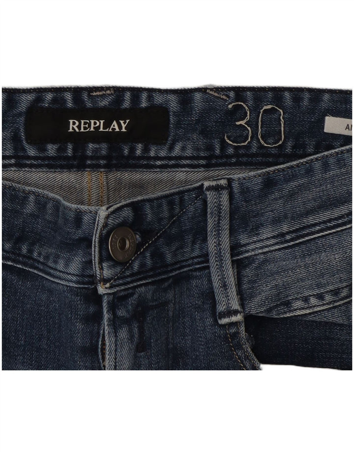 REPLAY Jeans feminino Anbass desgastado slim W30 L31 azul