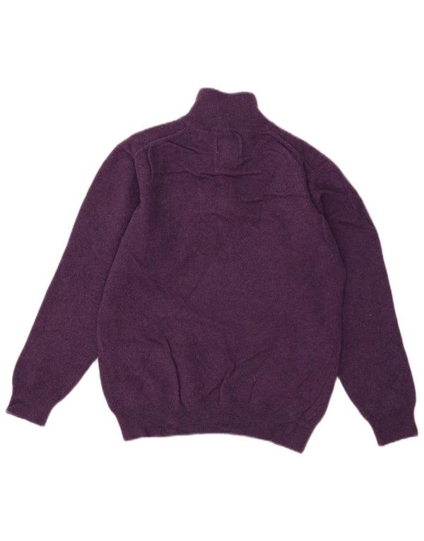 Suéter feminino Gant com zíper e gola em lã UK 14 grande lã de cordeiro roxa