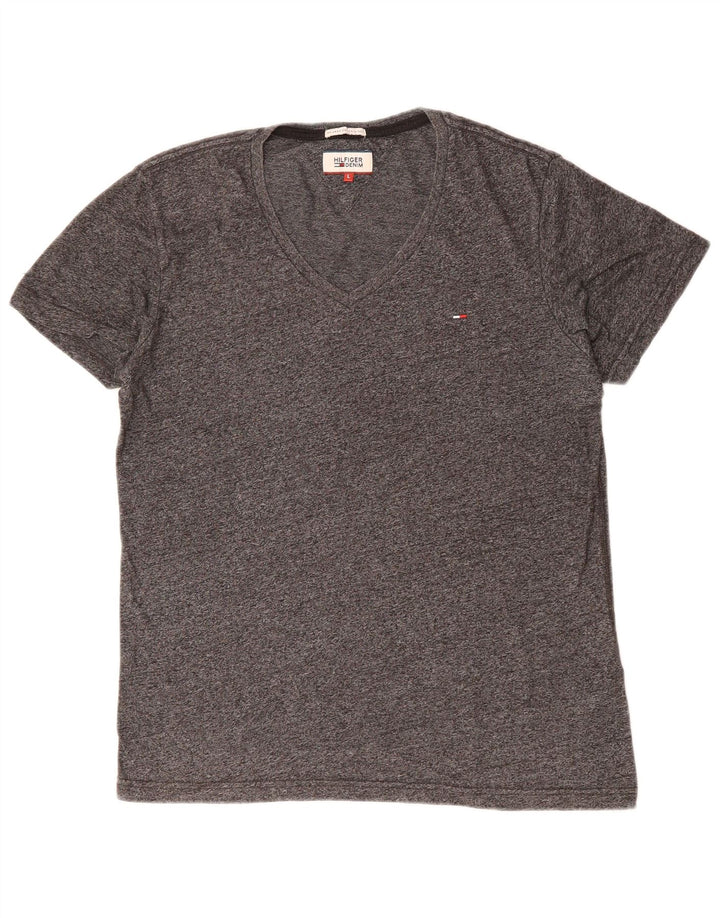 Camiseta masculina TOMMY HILFIGER grande algodão manchado cinza