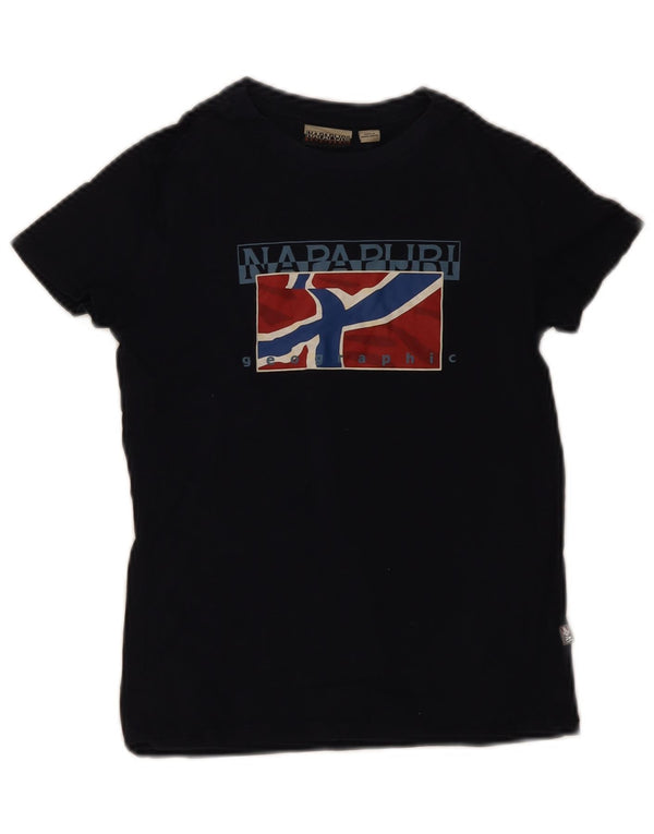 Camiseta Napapijri Boys Geographic Graphic Top 9-10 Anos Azul Marinho Algodão