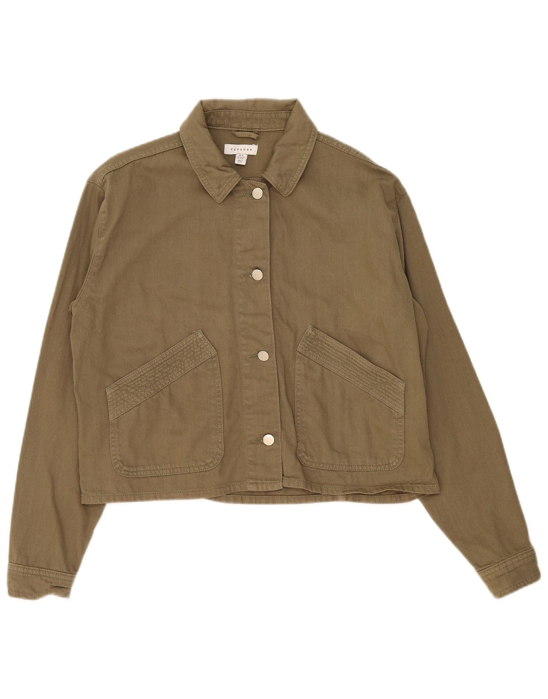 Jaqueta bomber feminina superdimensionada Topshop Reino Unido 14 algodão cáqui médio