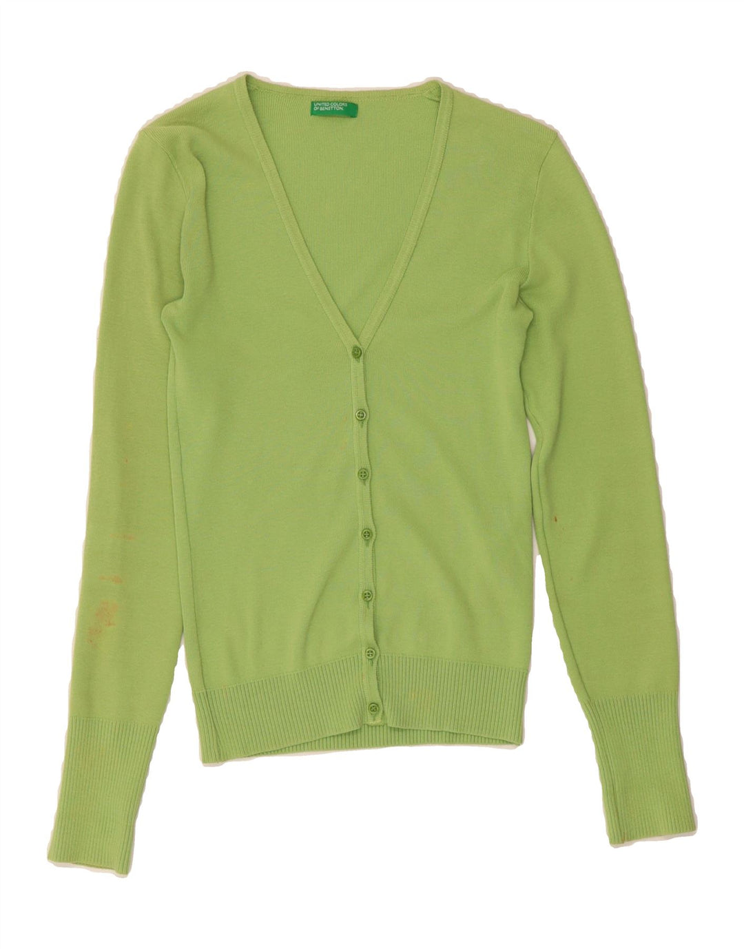 BENETTON Womens Cardigan Sweater UK 6 XS Green Cotton Vintage Benetton and Second-Hand Benetton from Messina Hembry 