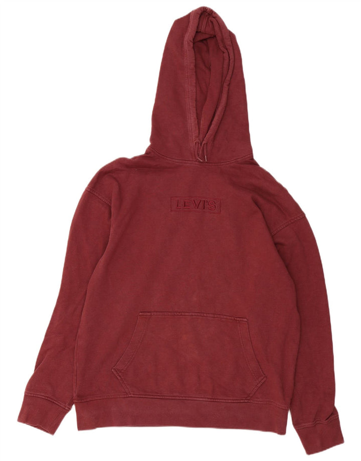 LEVI'S Mens Relaxed Fit Hoodie Jumper Medium Burgundy Cotton Vintage Levi's and Second-Hand Levi's from Messina Hembry 